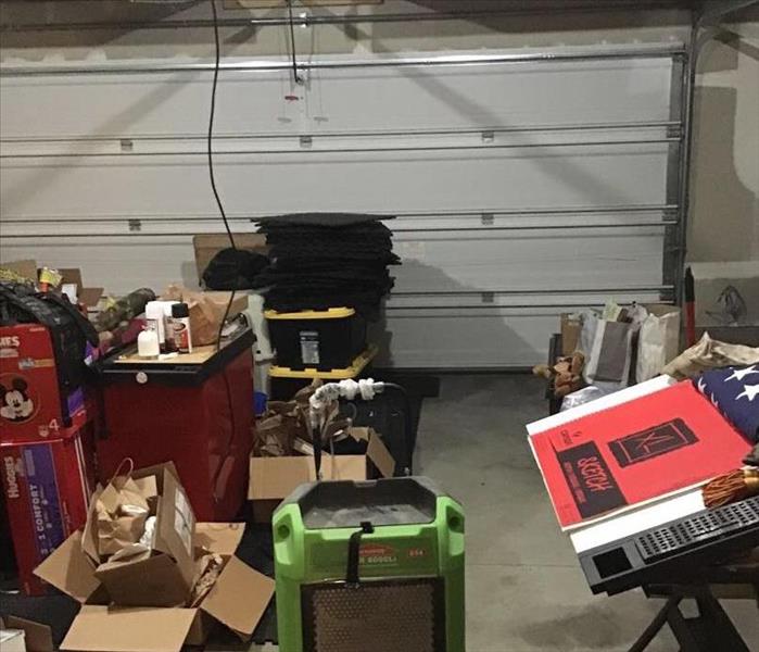 Garage with DEHU and customer belongings